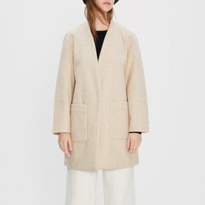 ZARA Beige/Cream colored Cocoon Coat - Size L